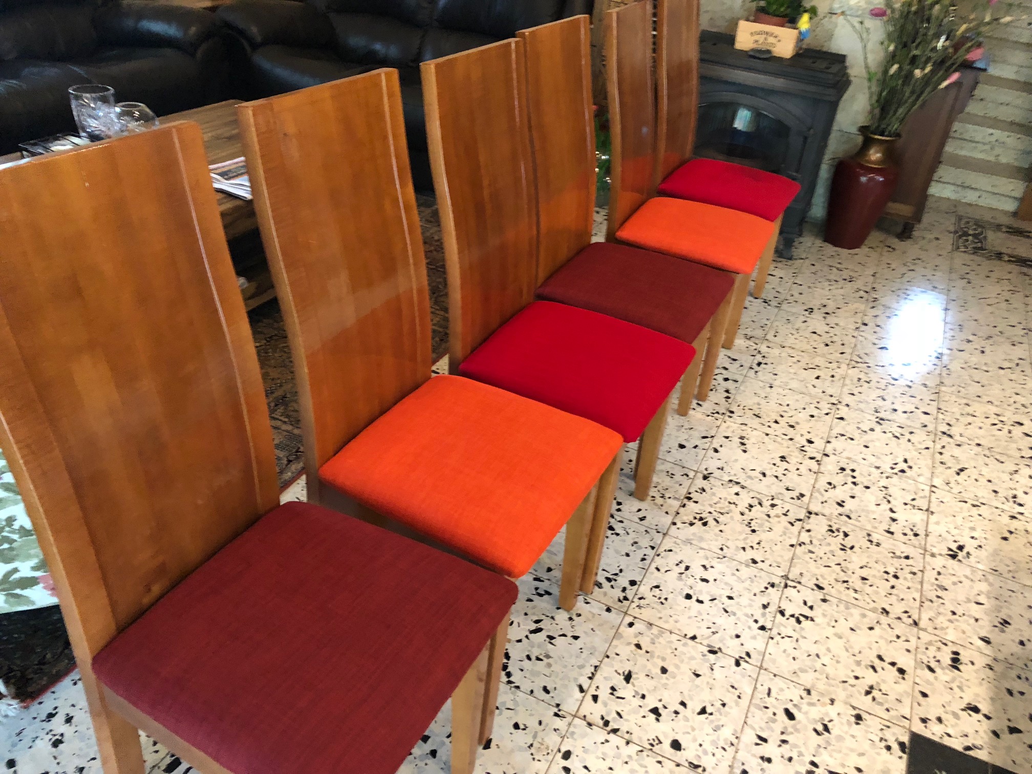 Reupholstered Red Dining Chairs