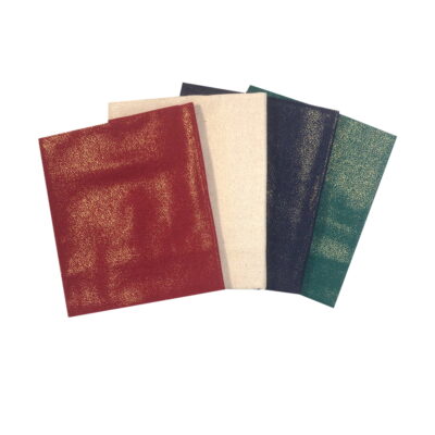 מקבץ של 4 בדים בגודל 45 על 55 ס"מ בצבעים: בורדו, שמנת, כחול וירוק, מעוטר נקודות מוזהבות