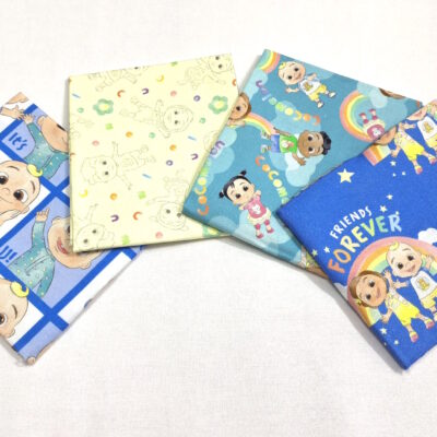 חבילת של חמישה בדי כותנה בגודל 45 על 55 ס"מ הדפס ילדותי של תינוקות צבעוניים