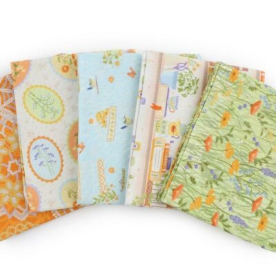 מקבץ של חמישה בדי כותנה בגודל 45 על 55 ס"מ FQ, הדפס וינטג' פרחוני