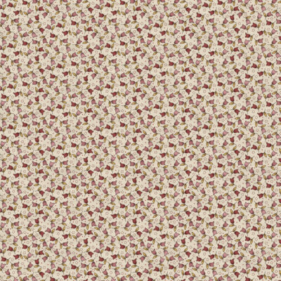 בד כותנה הדפס פרחים ורודים ואדומים רקע שמנת