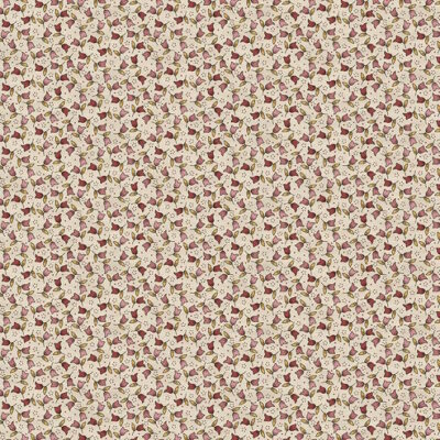 בד כותנה הדפס פרחים ורודים ואדומים רקע שמנת