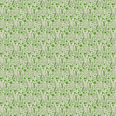 בד כותנה רוחב 1.10 הדפס עדין של פרחים וגבעולים ירוקים על רקע שמנת