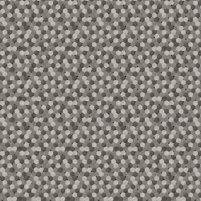 בד כותנה אפור רוחב 1.10 מטר, הדפס משושים בגווני אפור